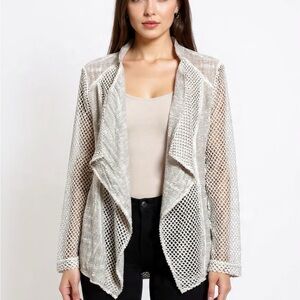 Chico's Light Gray Mesh Cardigan